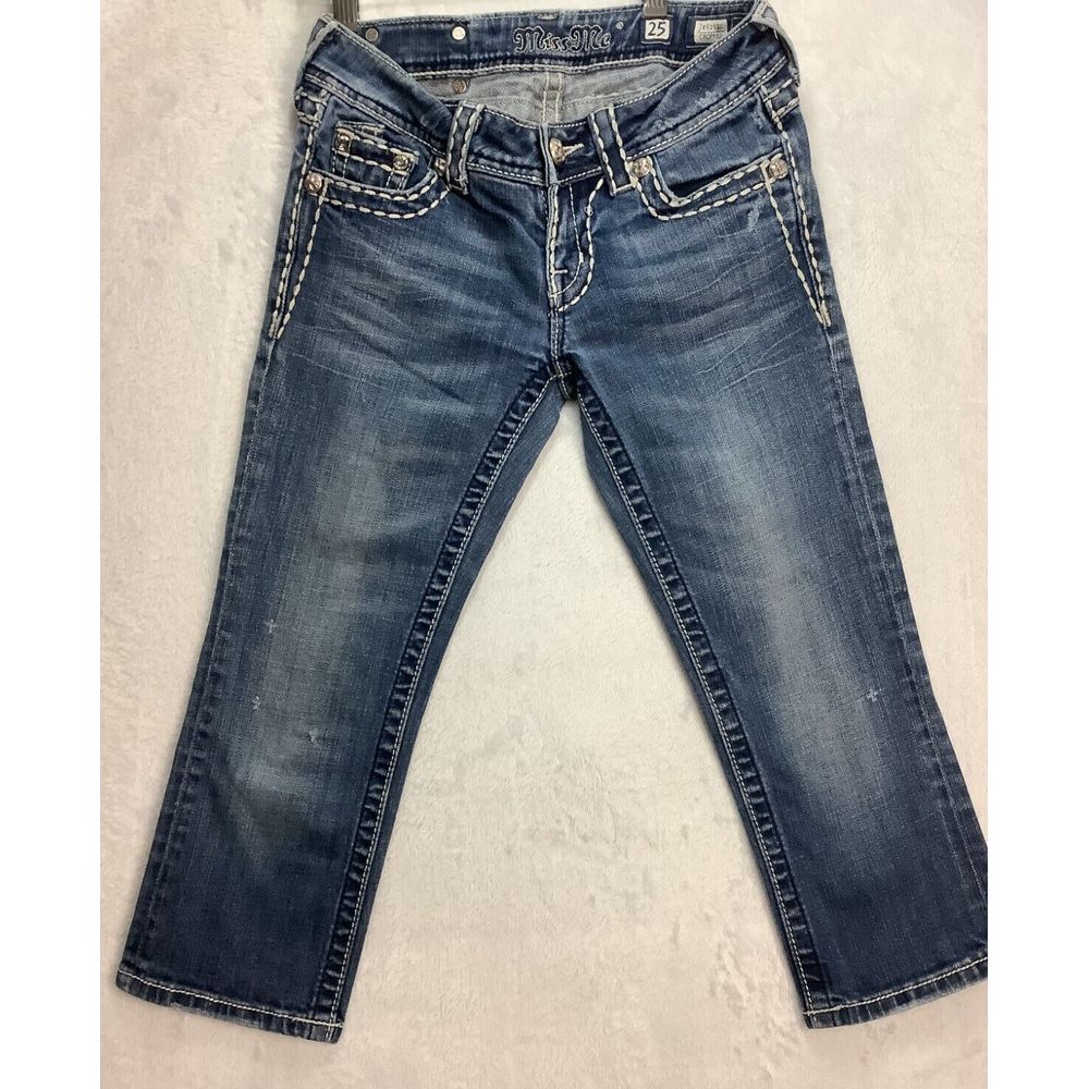 Miss Me Jeans cropped size 25 JE5152C thick stitch lowrise stretch exclusive